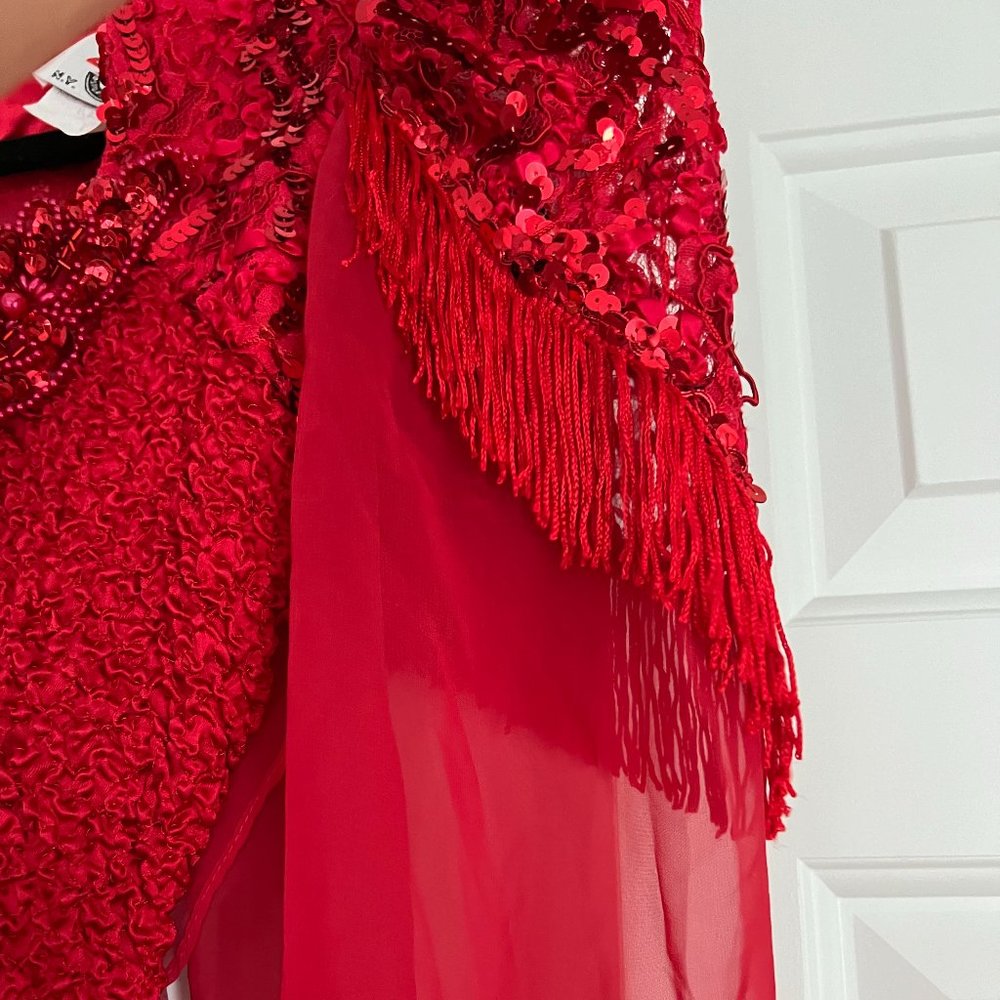 90s Cherry Red Sequin Bustier Mini Dress - Vintage